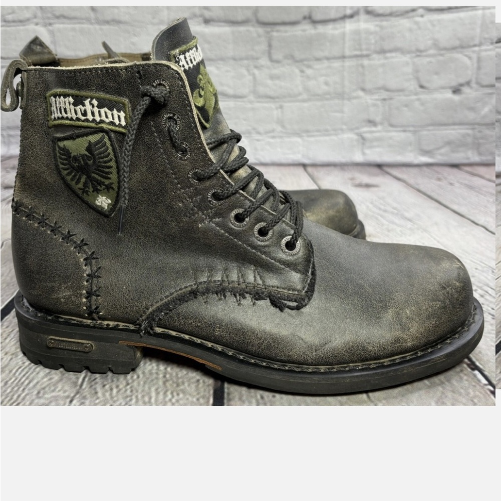 Black Affliction boots distressed